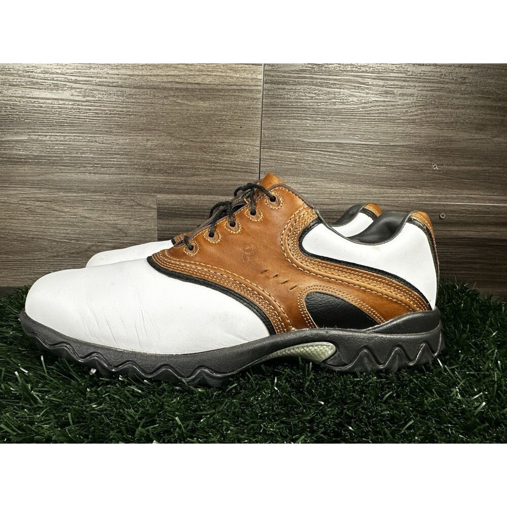 FootJoy Contour Series Leather White Brown Saddle Golf Shoes 54024 Men Size 11 M
